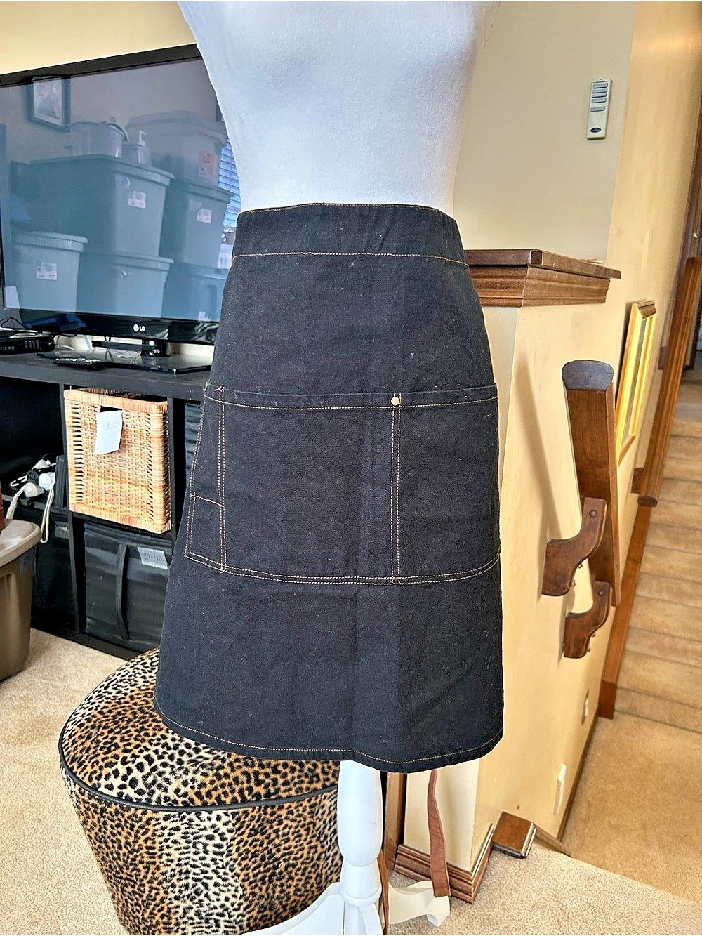Chef Works Bib Apron Black Waist Apron with Brown Ties